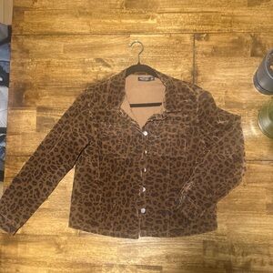 Nasty Gal leopard Print Brown Cord Jacket
